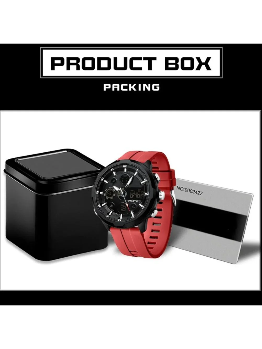 Men Red Large Face Watches Chronograph Waterproof Sport Military Heavy Duty
